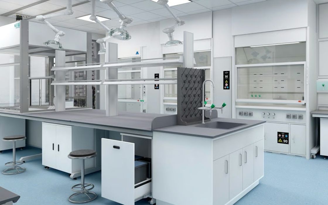 Interior of a clean, bright cell culture laboratory